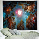 Delur Forest Tapestry Galaxy Moon Stars Night Space Starry Sky Wall Hanging Tapestry Aesthetic Tree Nature Landscape Psychedelic Headboard for Bedroom Living Room Home Decor (51.2" x 59.1") by CozyNest Decor