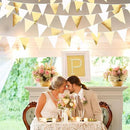 White and Gold Party Decorations Gold Beige White Fabric Triangle Pennant Banner Flag Bunting Garland for Graduation Wedding Birthday Bridal Shower Anniversary Engagement Baptism Party Supplies by GreenHaven Gardens