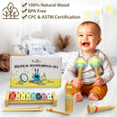 MINIARTIS Baby Musical Instruments Set - Montessori Musical Toys for Toddlers 1-3 | Modern Boho Kids Xylophone with Songbook | Neutral Colors Wooden Percussion Instruments | Preschool Educational 3+ by TinyTreasures Baby Boutique