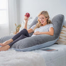 Meiz Pregnancy Pillows, Pregnancy Body Pillow, Pregnancy Pillows for Sleeping, Maternity Pillow for Pregnant Women with Cooling Jersey & Velvet Cover, Grey & Blue by TinyTreasures Baby Boutique