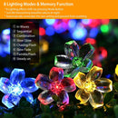 2Pcs Solar Powered String Lights 50LED Beads Fairy Sakura Flower Blossom Lights IP65 Waterproof Colorful Decorative Party Christmas Tree Lamps w/ 8 Li