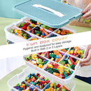 Toys Organizer Storage Case for Lego Box Kids Toy Stackable Building Blocks with Lids Bins Adjustable Lego Storage Containers Plastic Toy Box Green 2 Layers by CozyNest Decor
