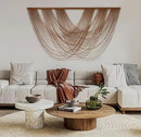 Large Macrame Wall Hanging Brown Die-Dyed 59.00" W x 31.00" L Boho Wall Decor Yarn Tapestry Craftsmanship Home Macrame Wall Decor by CozyNest Decor