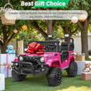 2 Seater Ride On Car Truck with Remote Control XL, Kids 24V Battery Powered Electric Vihicle w/21 in Seat, 3 Speeds, 2WD/4WD Switichable, Shock Absorbers,Bluetooth, Flower, Gift Choice by TinyTreasures Baby Boutique