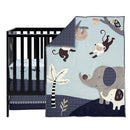 Lambs & Ivy Jungle Party 3-Piece Elephant/Monkey Baby Crib Bedding Set by TinyTreasures Baby Boutique