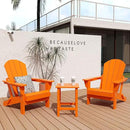 WO Home Furniture Adirondack Chair Table Set of 2 PCS Outdoor Folding Chair w Side Table Weather/UV Resistant for Lawn, Garden, Bon Fire, Balcony (Orange) by GreenHaven Gardens