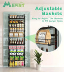 10-Tier Over The Door Pantry Organizer, Pantry Organization and Storage, Black Metal Hanging Adjustable Basket, Wall Spice Rack Seasoning Shelves, Home & Kitchen Essentials by CozyNest Decor