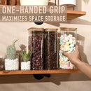 64oz Rectangle Airtight Glass Storage Containers with Bamboo Lids (Set of 3), Square Food Storage Jar, Pantry Organizers for Cereal, Flour, Pasta and Coffee beans (‎with Black Lable) by CozyNest Decor