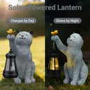Solar Cat Garden Statue Outdoor Decor, Cat Sculpture with Lantern and Butterfly for Yard Lawn Patio Balcony, Birthday Housewarming Gifts for Mom, Grandma, Women, 9.4 inch, Resin by CozyNest Decor