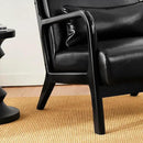 Glitzhome 2 Set Mid Century Black Accent Armchair, Single Reading Armchair PU Leather Lounge Chair with Walnut Ruberwood Frame by CozyNest Decor