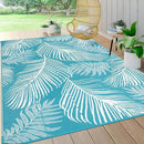Pauwer Waterproof Outdoor Rug 6x9, Reversible Plastic Straw Patio Camping Rug, Indoor Outdoor RV Mat Carpet for Deck, Camper, Porch, Balcony, Backyard, Picnic, Leaf Teal by GreenHaven Gardens