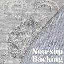 jinchan Round Rug 7ft Area Rugs - Vintage Floral Distressed Design Machine Washable Non-Slip Low-Pile Ultra-Thin Circle Rug for Living Room Dining Room Bedroom Home Office Farmhouse (7' Round,Grey) by TinyTreasures Baby Boutique