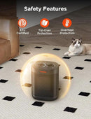 1000W Small Space Heater for Indoor Use, 2S Fast Heating, PTC Ceramic Electric Space Heater with 3 Modes, Thermostat, Overheated & Tip-Over Safety Protection, Portable Heater for Office and Bedroom by CozyNest Decor