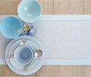 Solino Home Linen Light Blue Table Runner 90 Inches Long - 100% Pure Linen Hemstitch 14 x 90 Inch Table Runner for Dining - Classic Hemstitch by CozyNest Decor