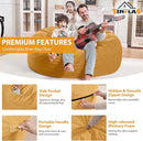 4FT Bean Bag Chair, Large Bean Bag Chairs with Memory Foam Filled, Fluffy Beanbag Sofa with Dutch Velvet Cover, Round BeanBag Chairs for Living Room, Playroom - Mustard by TinyTreasures Baby Boutique