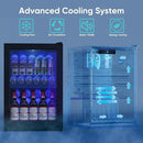 2.5 Cu.Ft Wine Fridge, Mini Fridge With Glass Door, Wine Cooler Refrigerator, Beverage Drink Beer Cooler, Adjustable Shelves & Digital Temperature Display, 22 Bottle 95 Can by CozyNest Decor