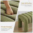63" Bedroom Bench, Upholstered Entryway Bench, Modern End of Bed Ottoman with Solid Wood Legs and Adjustable Foot Pegs for Entryway, Dining Room and Living Room, 440lbs (Green Boucle) by CozyNest Decor