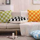 Alysheer Checkered Embroidered Decorative Throw Pillow Covers 18"x 18" Set of 2, Classic Accent Designer Blue White Plaid Patterned Cotton Cushion Cases for Sofa Couch Bed Living Room Outdoor Decor by CozyNest Decor