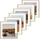 HAUS AND HUES Solid Oak Wood 20”x20” Picture Frames Matted to 16”x16” Set of 6-20x20 Wooden Gallery Frames for Art, Picture Frames 20x20, Photo Gallery Wall Frame Set, Bulk Frames (Beige Oak Frames) by CozyNest Decor