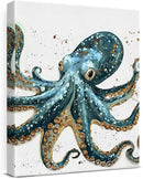 Nautical Octopus Canvas Wall Art Octopus Ocean Theme Print Poster Coastal Framed Picture Painting for Home Beach House Bedroom Wall Decor 8x10 Inch by CozyNest Decor