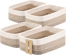 Small Storage Baskets for Organizing | Closet Organizer Bins | Shelf Toy Basket | Woven Rope Baskets | Cube Decorative Box | Shallow Basket |11.5x7.5x4.7”| 4 Packs Gradient Brown by TinyTreasures Baby Boutique