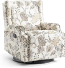 UIXE Swivel Rocker Manual Recliner Chairs Set of 2, Wingback Swivel Glider Fabric Nursery Reclining Sofa Chair, High Back Upholstered Arm Chair for Living Room Bedroom - Beige Plants by CozyNest Decor