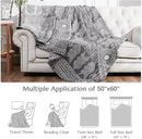 jinchan Boho 100% Cotton Muslin 50x60 Throw Blanket Lightweight 3 Layer Grey Blanket Washable Reversible Breathable Decorative Geometric Striped Patterned Gray Soft Cozy for Sofa Bed All Season Gift by CozyNest Decor