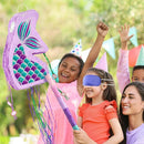 WERNNSAI Foldable Mermaid Piñata - Pull String Mermaid Birthday Party Supplies Mermaid with Blindfold Bat and Tassels Mermaid Party Decoration Games Folding Purple Mermaid Piñatas for Classroom Game by TinyTreasures Baby Boutique