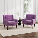 UIXE Accent Chairs Set of 2, Modern Upholstered Arm Chair, Mid-Century Club Armchair Comfy Single Lounge Sofa, Button Tufted Living Room Reading Side Seating for Bedroom Office, Velvet-Purple by CozyNest Decor