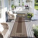 GENIMO Outdoor Rug Waterproof for Patio Decor, 2.5'x8' Foldable Reversible Plastic Straw Runner Rugs Carpet for Porch, Outside Area Mat for Rv, Deck, Picnic, Camper, Balcony, Coffee & Beige by CozyNest Decor