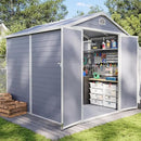 Aoxun 8 X 6.2 FT Resin Storage Shed Outdoor Plastic Large Garden Shed with Lockable Door, Floor for Backyard, Garden, Patio, Lawn, Grey (Grey, 8' x 6.2') by GreenHaven Gardens