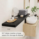 48 Inch Floating Shelves Black, Rustic Wood Floating Shelf Wall Mounted, 9 Inch Deep Floating Shelf for Kitchen, Bedroom, 48 x 9 Wall Shelves for Home Storage, Set of 1 by CozyNest Decor