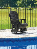 Signature Design by Ashley Hyland Wave Modern Weather Resistant HDPE Outdoor Swivel Glider Chair, Black by GreenHaven Gardens