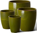 Emissary Bullet 9.5 in. Green Ceramic Round Planter (9.5 in. L x 9.5 in. W x 12 in. H) with Drainage Hole by CozyNest Decor