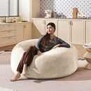 Bean Bag Chair 4Ft, Memory Foam Filled, Large Beanbag Chairs for Adults and Teens, Soft Sofa with Removable Flannel Cover, Round Couch for Living Room Bedroom College Dorm (Apricot, 4FT-47×47"×24") by CozyNest Decor