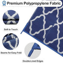 OutdoorLines Outdoor Plastic Area Rugs for Patio 5x8 ft - Reversible Outside Carpet, Stain & UV Resistant RV Mats, Straw Rug for Camping, Deck Garden, Porch and Balcony, Moroccan Navy & Light Grey by GreenHaven Gardens