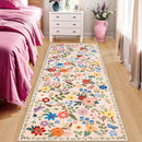 Runner Rug for Entryway: 2.6x8 Kitchen Rugs Non Slip Washable Ultra-Thin Soft Floral Carpet Indoor Floor Stain Resistant Carpets for Hallway Bedroom Kitchen Laundry Bathroom Dorm Beige by TinyTreasures Baby Boutique