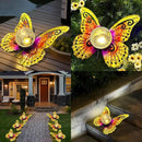 Solar Lights Outdoor Garden Butterfly Decor, Metal Butterfly Statue Decoration with LED Crackle Glass Globe, Solar Powered Lighted Garden Art Decor for Patio Lawn Yard Pathway Tabletop Ground by CozyNest Decor