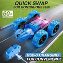 Remote Control Car, RC Cars Toys for Kids Ages 6-12, 4WD Stunt Car with LED Lights & 360° Flips, 2.4GHz, Upgraded USB-C Modular Batteries, 8-10 Year Old Boys Birthday Gift 1-Blue by TinyTreasures Baby Boutique