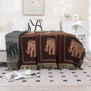 Boho Throw Blanket for Bed with Tassels,100% Cotton Ultra Soft and Cozy Large Blanket Elephant Printed Farmhouse Decor Bed Blankets,60"×80" All Season Rustic Throw for Sofa Couch Chair-Brown by CozyNest Decor