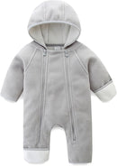 Newborn Baby Fleece Jumpsuit Girls Boys Winter Hooded Coverall Romper Cute Baby Snowsuit Clothes by TinyTreasures Baby Boutique