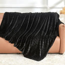 BEDELITE Faux Fur Throw Blanket for Couch, Soft and Cozy 3D Ribbed Fluffy Blanket, Thick Warm Plush Fuzzy Faux Rabbit Fur Blanket for Women Gift (Black, 50"x 60") by CozyNest Decor