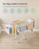 SONGMICS Clothes Drying Rack, Metal Laundry Drying Rack, Foldable, Space-Saving, Free-Standing Airer, with 4 Gullwings, Indoor Outdoor Use, Bed Linen Clothing, White ULLR541W01 by TinyTreasures Baby Boutique