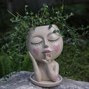 Face Flower Pots Head Planter, Cute Resin Planters for Indoor Outdoor Plants, Macetas para Plantas Unique Head Plant Pot by CozyNest Decor