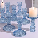 12Pcs 4" H Aqua Blue Candlestick Holders Set- Taper Candle Holders Bulk, Glass Candle Holders for Wedding, Party, Romantic Dinner Table Centerpieces, Festival Gifts & Windowsill Decor by CozyNest Decor