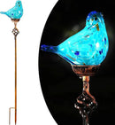 Decorative Solar Lights, Outdoor Solar Bird Stake Lights, Hand Blown Glass Decorative Garden Pathway Lights Outdoor Waterproof Glass Stakes (Light Blue) by CozyNest Decor