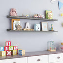 48 Inch Long Floating Shelves for Wall, Solid Pine Wood Picture Ledge Shelves with Lips, Nursery Book Shelves for Toys Storage Living Room Bedroom Photo Frames (2 Pcs, Grey) by TinyTreasures Baby Boutique