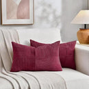 Fancy Homi 2 Packs Burgundy Lumbar Decorative Throw Pillow Covers 20x28 Inch for Living Room Couch Bed, Farmhouse Boho Home Decor, Soft Striped Corduroy Rectangle Accent Cushion Case 50x70 cm by CozyNest Decor