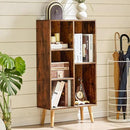LEYAOYAO 5 Cube Small Bookshelf,3 Tier Mid-Century Bookcase with Legs,Wood Bookshelves Storage Organizer Shelf,Narrow Book Shelves,Brown Bookcases