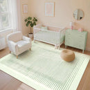 Wonnitar Washable Striped 8x10 Rugs for Living Room, Non-Slip Soft Sage Green Bedroom Rug, Low Pile Minimalist Floor Carpet for Nursery Playroom Dining Room Department (Green, 8' x 10') by CozyNest Decor